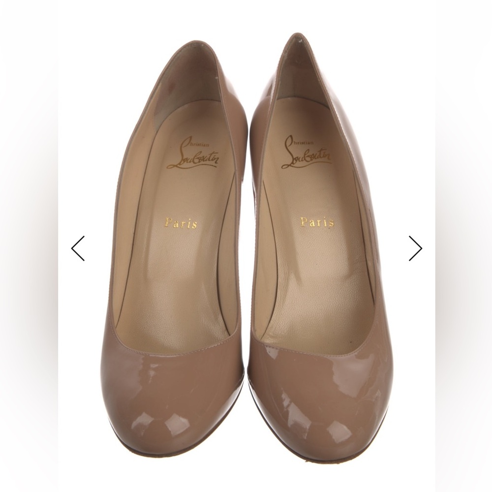 EUC Christian Louboutin Nude Patent Leather Pumps Size 40